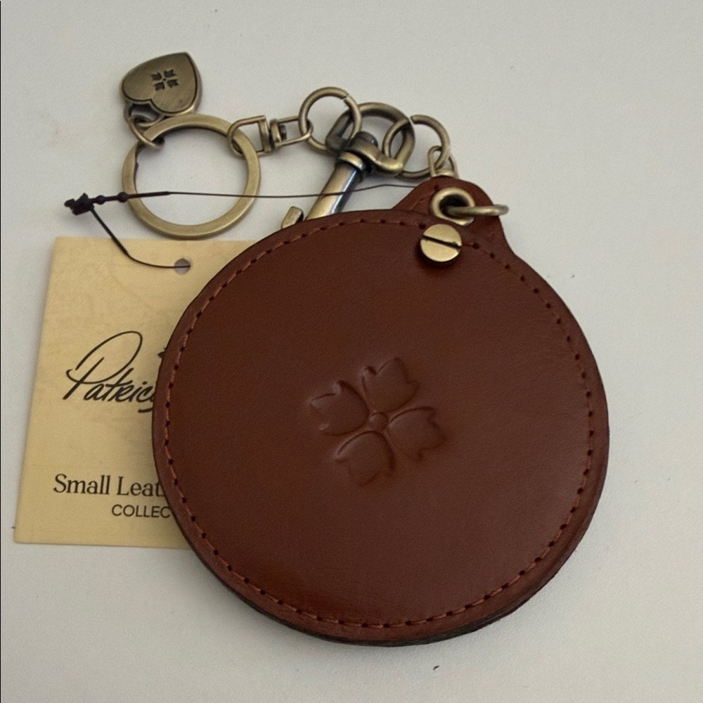 Patricia Nash Tan Leather Keychain and Mirror